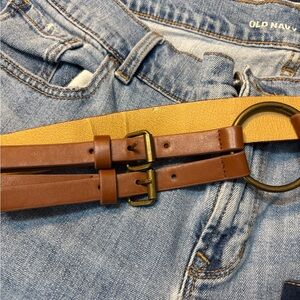 Brown Double Strap Belt with Gold Buckle